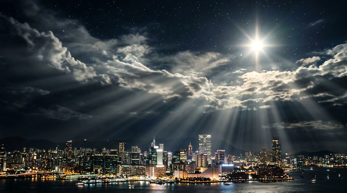 A night sky with luminous clouds symbolizing Christ’s victory and hope.