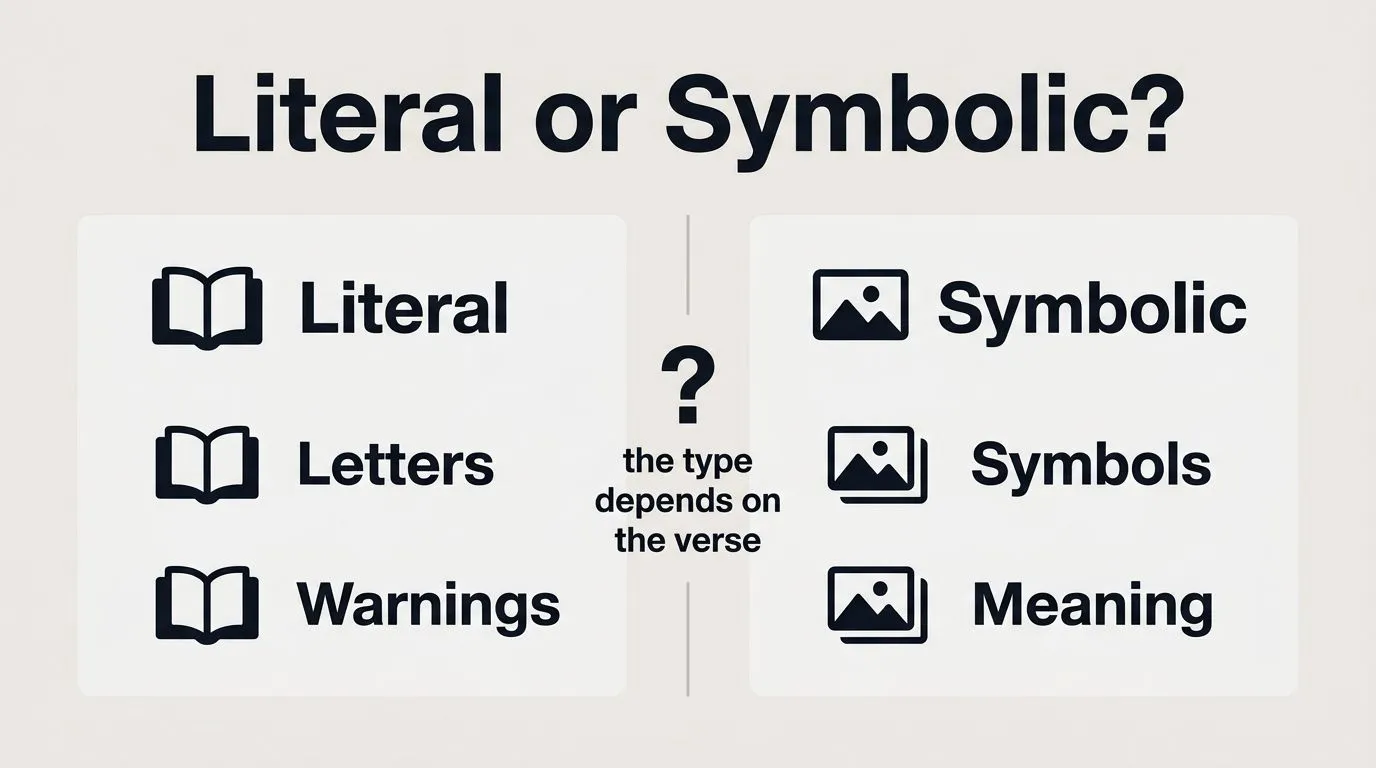 Comparison graphic showing Revelation as both literal and symbolic in different ways.