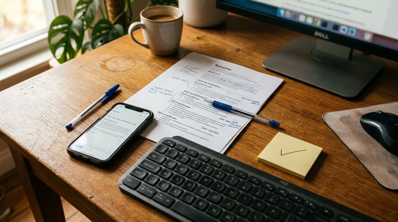 Resume, email, and a checklist ready after prayer.