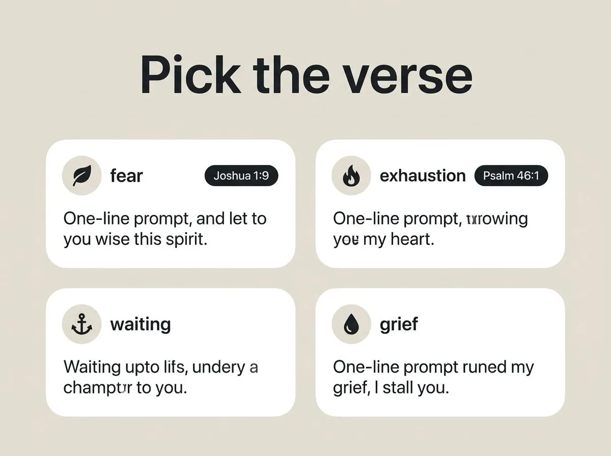Infographic showing four guidance options to choose the right Bible verse for difficult times.