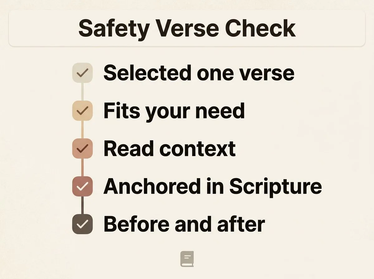 Checklist infographic to verify a protection verse is used in context.