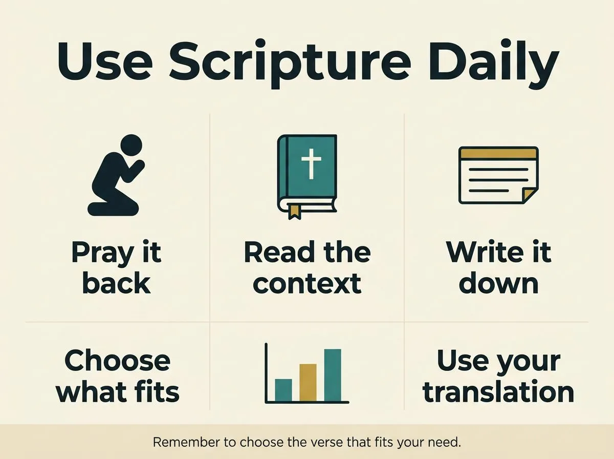 Infographic steps for using encouraging Bible verses daily