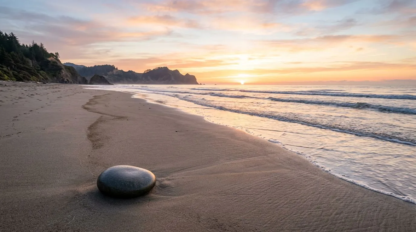 Sunrise shoreline symbolizing calm and wholeness