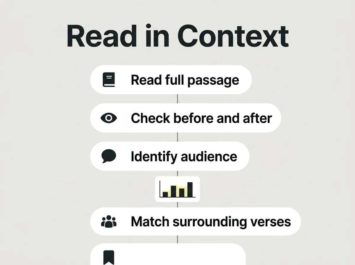 Infographic checklist showing steps to read Jesus sayings in context.