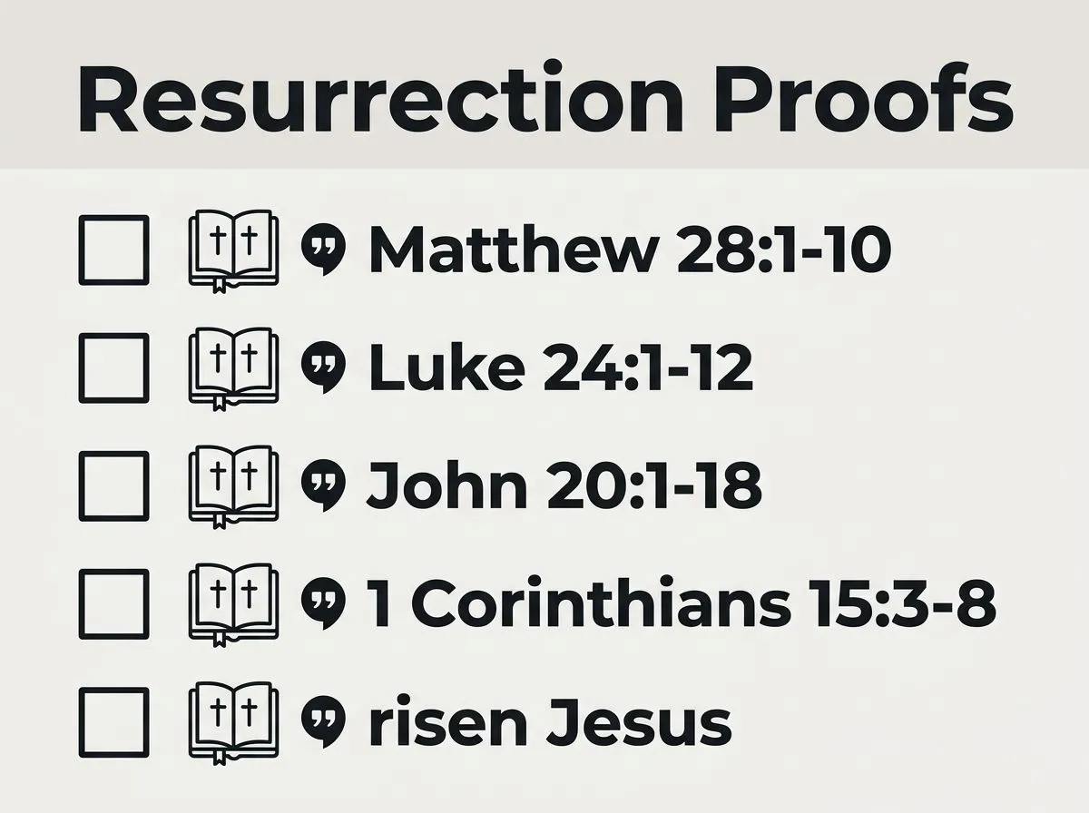 Infographic checklist to confirm passages present Jesus as risen, not merely remembered.