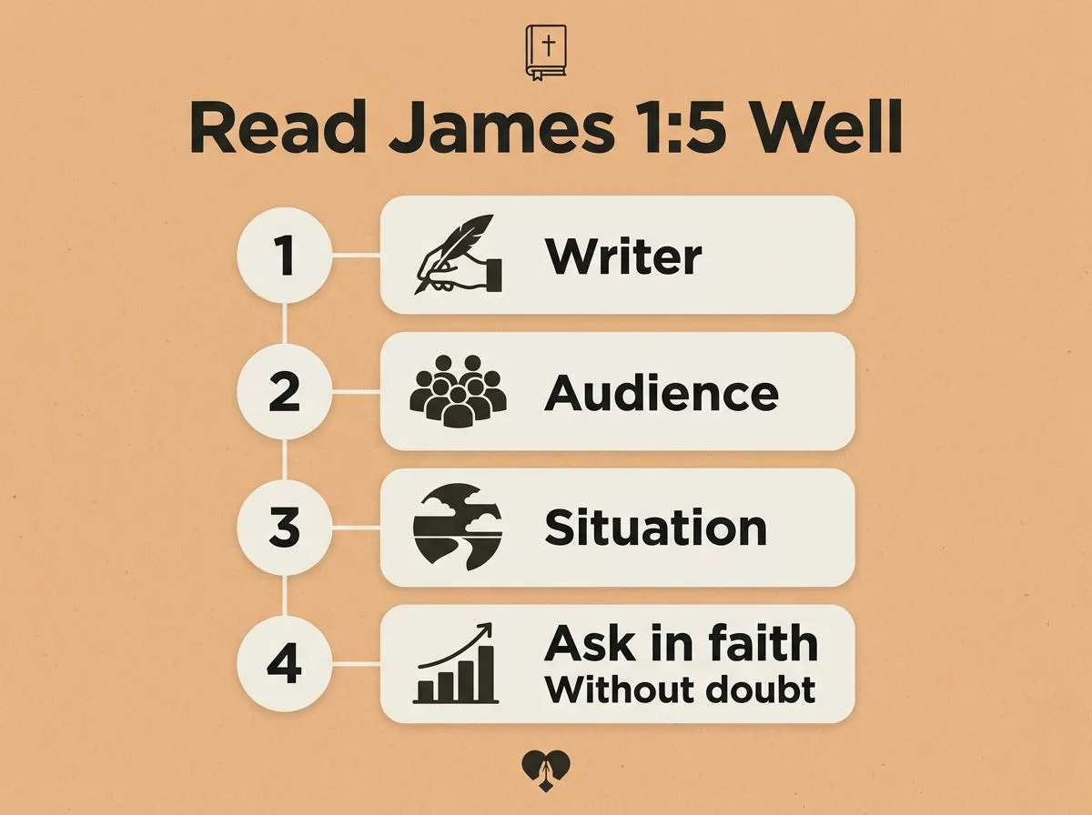 Infographic steps to understand James 1:5 in context