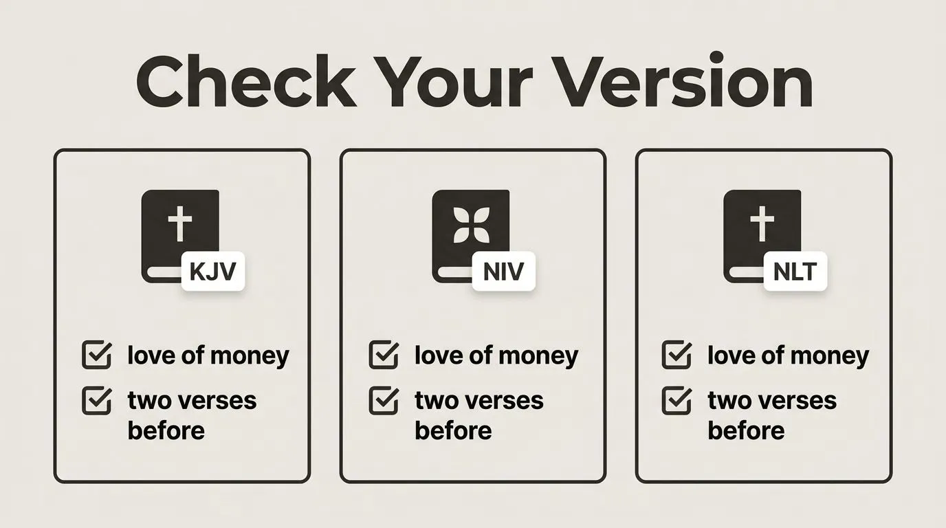 Comparison infographic for verifying the verse across Bible versions.